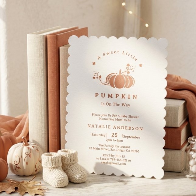 Simple Elegant Sweet Little Pumpkin Baby Shower Invitation (Simple Elegant Sweet Little Pumpkin Baby Shower Invitation)
