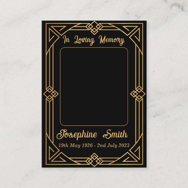Simple Elegant Sympathy Memorial Black Prayer Card (Front)
