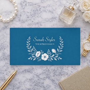 Simple Elegant Teal Blue Minimalist  Business Card