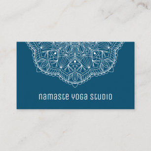Simple Elegant Teal Hand Drawn Mandala Business Card
