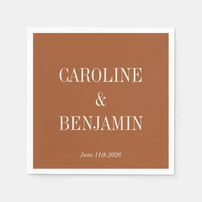 Simple Elegant Terracotta Custom Wedding  Napkin (Front)
