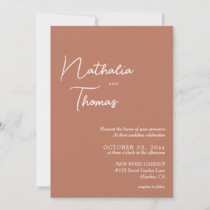 Simple Elegant Terracotta Photo Wedding Invitation