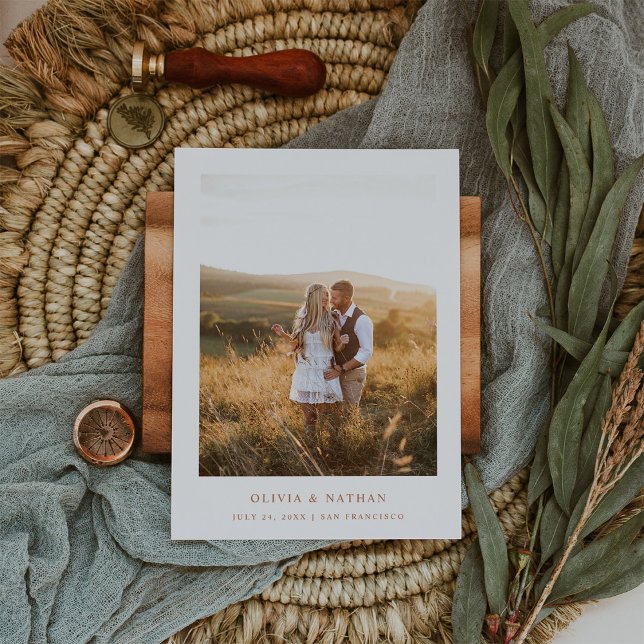 Simple Elegant Terracotta Text and Photo | Wedding Save The Date (Creator Uploaded)