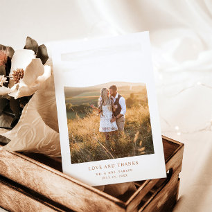 Simple Elegant Terracotta Text and Photo   Wedding Thank You Card