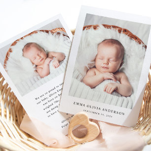 Simple Elegant Text and Photo Birth Announcement