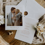 Simple Elegant Text and Photo | Boho Wedding Invitation<br><div class="desc">This minimalist and elegant wedding invitation features boho terracotta text on a clean white background,  with your personal photo. A simple and stylish look.</div>