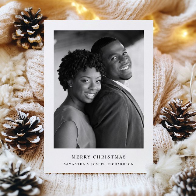 Simple Elegant Text and Photo | Merry Christmas Holiday Card (Creator Uploaded)