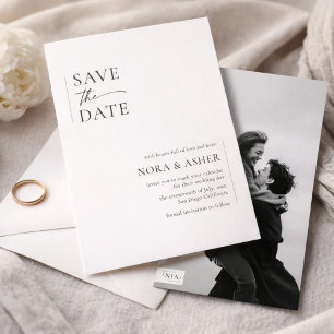Simple Elegant Text and Photo Monogram Wedding Save The Date