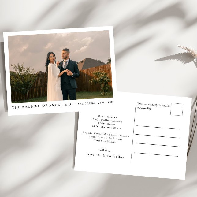 Simple Elegant Text and Photo Wedding Invitation Postcard (Creator Uploaded)