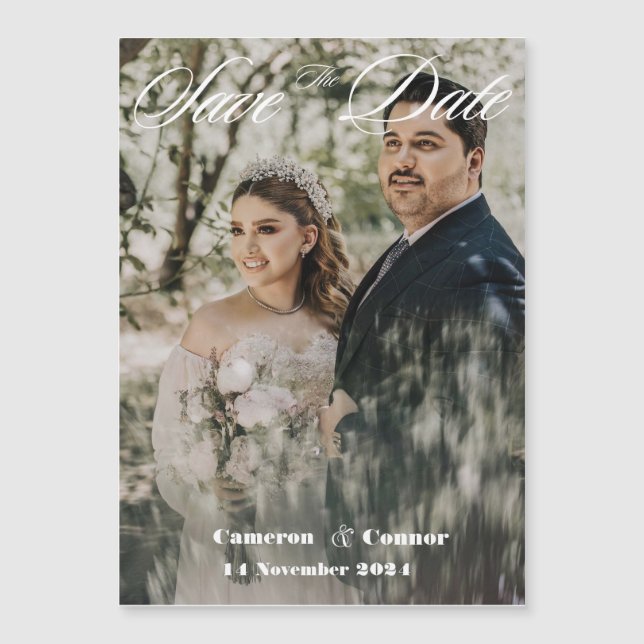 Simple Elegant Text and Photo | Wedding  Magnetic Invitation (Front)