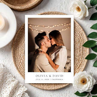Simple Elegant Text and Photo Wedding Modern Invitation
