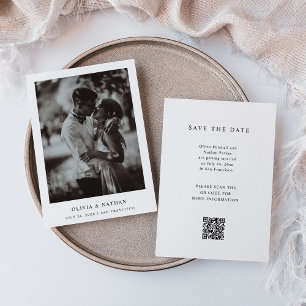Simple Elegant Text and Photo   Wedding QR Code Save The Date