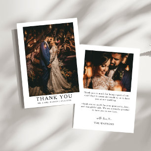 Simple Elegant Text and Photo Wedding Thank You Card