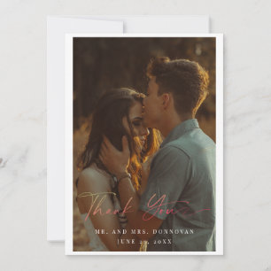 Simple Elegant Text and Photo   Wedding Thank You  Invitation