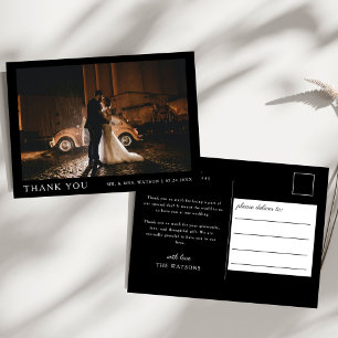 Simple Elegant Text and Photo Wedding Thank You  Postcard