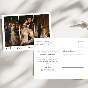 Simple Elegant Text and Photo Wedding Thank You Postcard