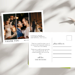 Simple Elegant Text and Photo Wedding Thank You Postcard
