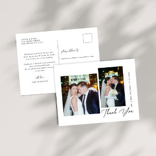 Simple Elegant Text and Photo Wedding Thank You  Postcard