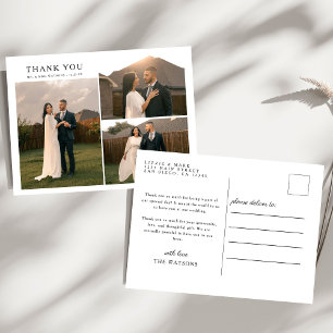 Simple Elegant Text and Photo Wedding Thank You  Postcard