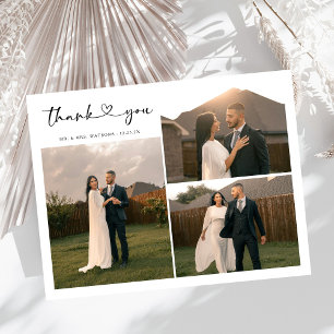 Simple Elegant Text and Photo Wedding Thank You  Postcard