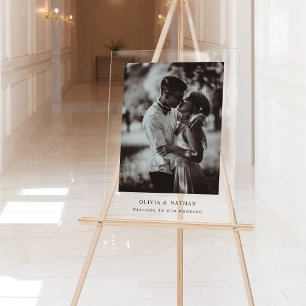 Simple Elegant Text and Photo   Wedding Welcome Acrylic Sign