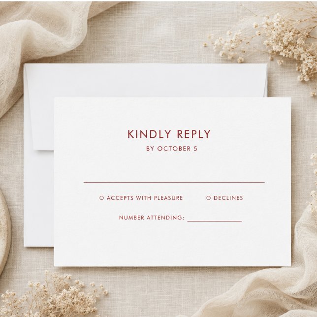  Simple Elegant Text | Boho Wedding RSVP Card (Simple Elegant Text | Boho Wedding RSVP Card)