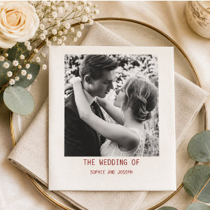 Simple Elegant Text & Photo QR Code Wedding Napkin