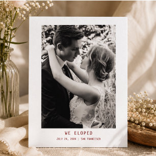 Simple Elegant Text & Photo   Wedding Announcement Postcard