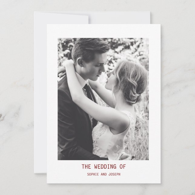 Simple Elegant Text & Photo | Wedding  Invitation (Front)