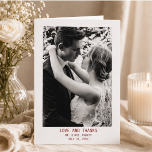 Simple Elegant Text & Photo Wedding Thank You Card