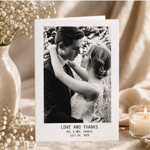 Simple Elegant Text & Photo Wedding Thank You Card