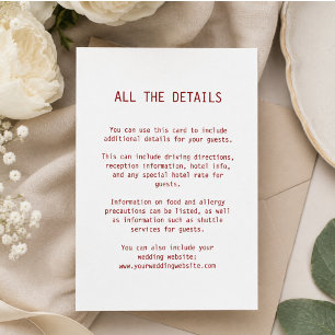 Simple Elegant Text Wedding Guest Details Enclosure Card