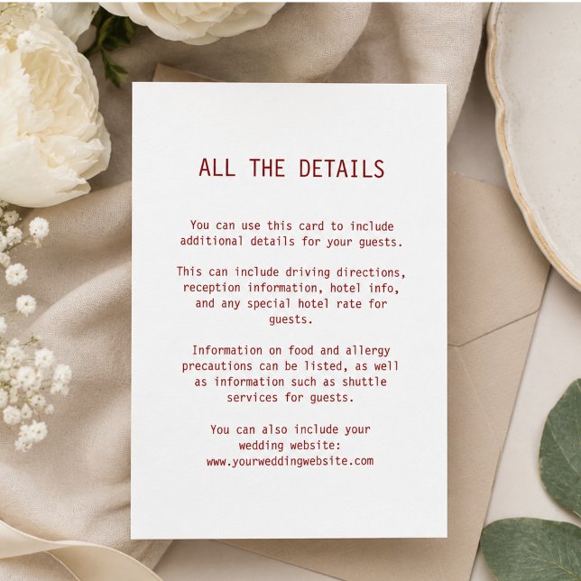 Simple Elegant Text | Wedding Guest Details  Enclosure Card (Simple Elegant Text | Wedding Guest Details Enclosure Card)