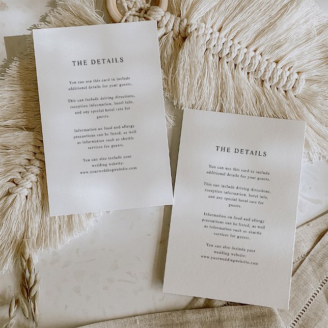 Simple Elegant Text | Wedding Guest Details Enclosure Card (Creator Uploaded)