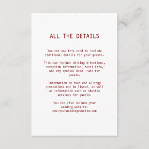 Simple Elegant Text Wedding Guest Details Enclosure Card