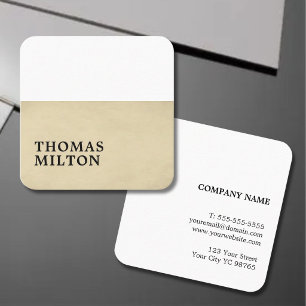 Simple Elegant Texture Beige White Consultant Square Business Card