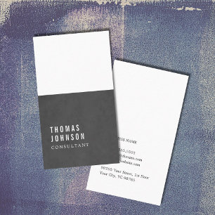 Simple Elegant Texture Dark Grey White Consultant Business Card