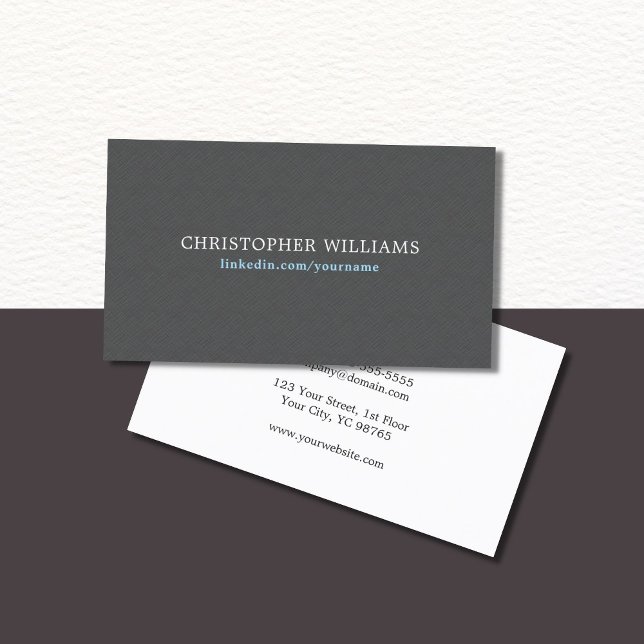 Simple Elegant Texture Gray Blue Consultant Business Card (Creator Uploaded)