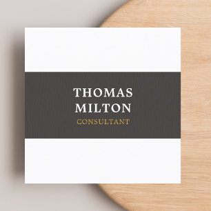 Simple Elegant Texture Grey White Consultant Square Business Card