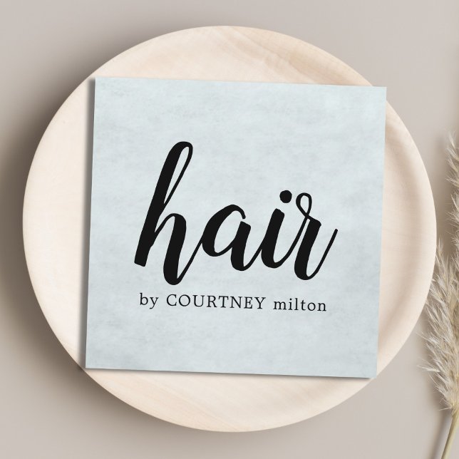 Simple Elegant Texture Light Blue Hair Stylist Square Business Card (Creator Uploaded)