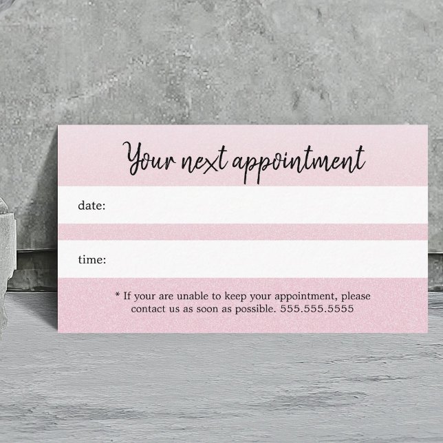 Simple Elegant Texture Pink Beauty Appointment Card (Creator Uploaded)