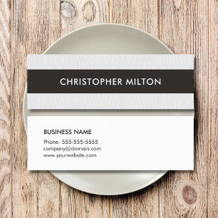 Simple Elegant Texture White Black Stripe Attorney Mini Business Card