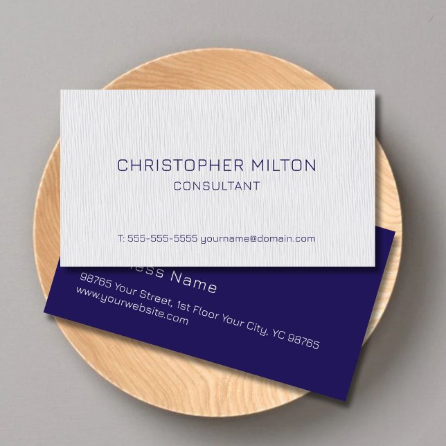 Simple Elegant Texture White Blue Consultant Busin Business Card (Creator Uploaded)