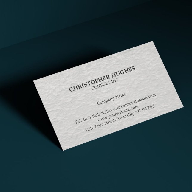 Simple Elegant Texture White Consultant Business Card (Creator Uploaded)