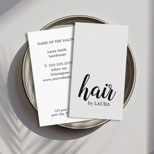 Simple Elegant Texture White Hair Stylist Business Card (Creator Uploaded)