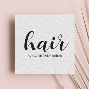 Simple Elegant Texture White Hair Stylist  Square Business Card