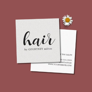 Simple Elegant Texture White Hair Stylist  Square Business Card