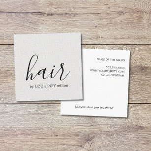 Simple Elegant Texture White Hair Stylist Square Business Card