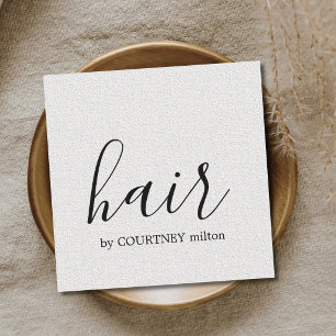 Simple Elegant Texture White Hair Stylist Square Business Card