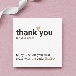 Simple Elegant Thank You For your order Coupon Card